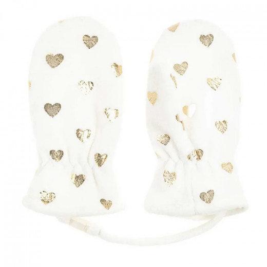 Cool Club Baby Gloves, Small Hearts Design, White Color
