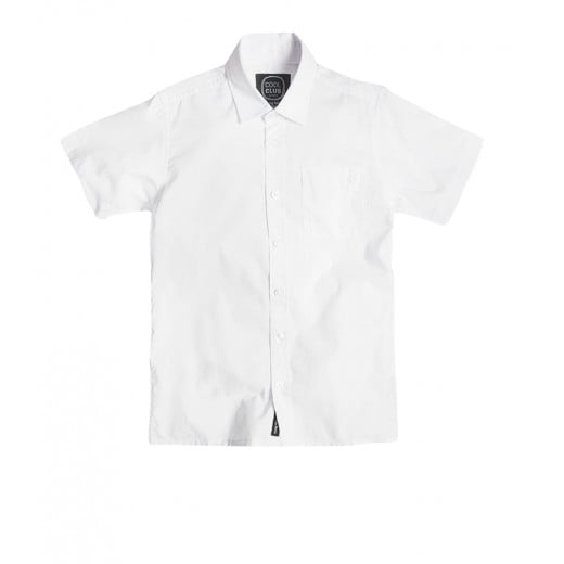 Cool Club Short Sleeve Shirt, Button Closure, White Color
