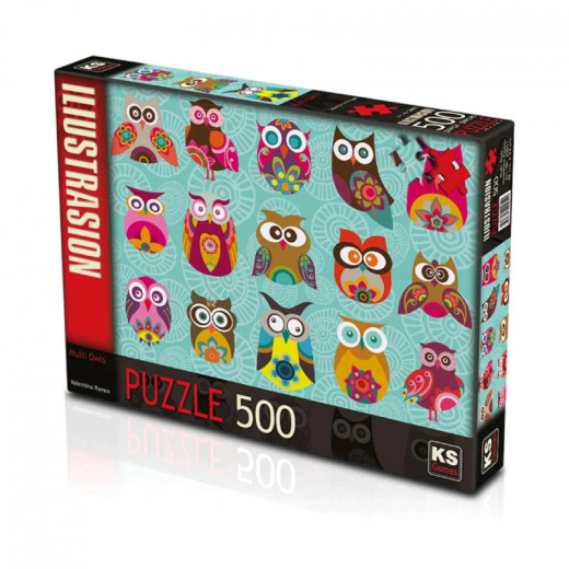 Ks Games Puzzle, Multi Owls, 500 Pieces
