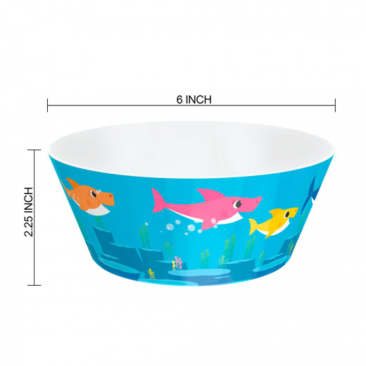 Zak Designs Melamine Kids Bowl, Baby Shark Design, Blue Color
