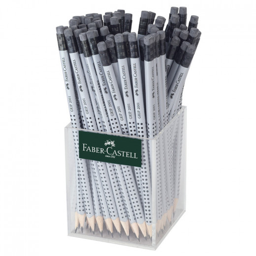Faber Castell Blacklead Triangular Pencil With Eraser, Grip 2001, Silver Color, 72 Pieces