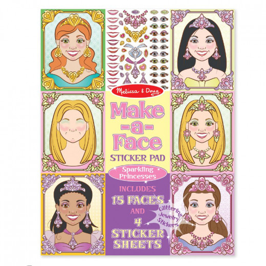 Melissa & Doug Make A Face Sticker Pad, Sparkling Princesses Design