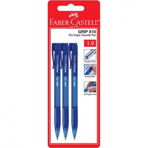 Faber Castell Ball pen Grip, Blue Color, 3 Pieces