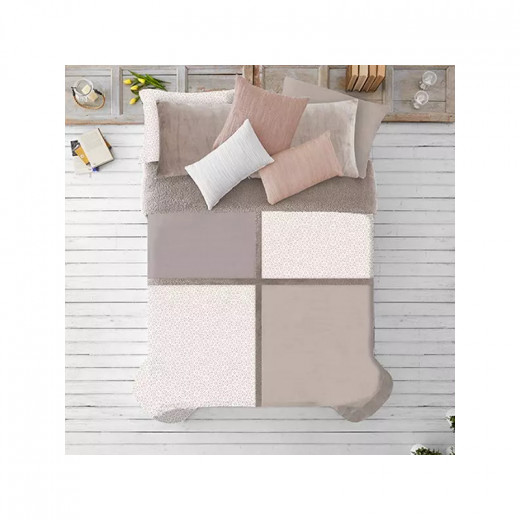 Manterol Doko Velvet Winter Comforter Set, Beige Color, King Size,  6 Pieces