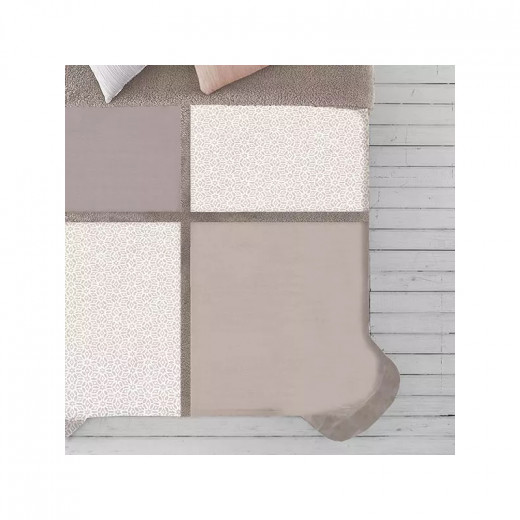 Manterol Doko Velvet Winter Comforter Set, Beige Color, King Size,  6 Pieces