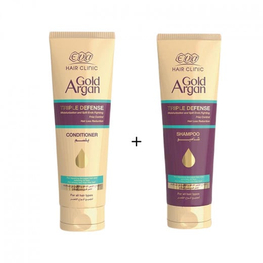 Eva Gold Argan Hair Shampoo, 230 Ml + Eva Gold Argan Hair Conditioner, 230 Ml