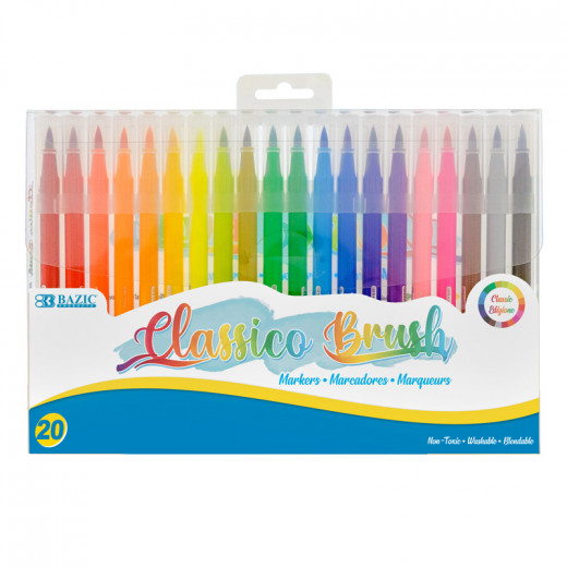 Bazic 20 Colors Brush Markers