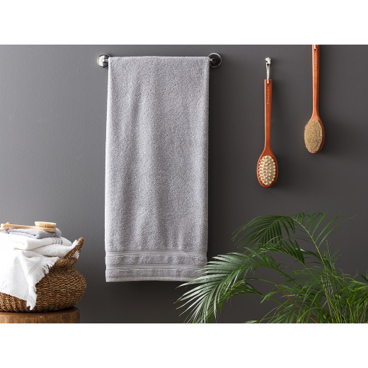 Madame Coco Stripe Armure Bath Towel, Grey Color