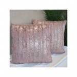 Nova Home Harlow Silver Metallic Print Fur Cushion Cover, Pink Color, 45x45 Cm