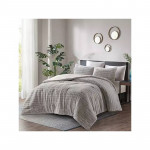 Nova Home Amara Winter Fur Comforter set - King/Super King - Grey 6 Pcs