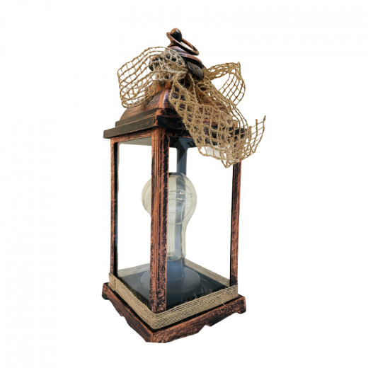 Decorative Led Lantern, With Light Rope Inside Lamp Design, Bronze Color, 35*15 Cm