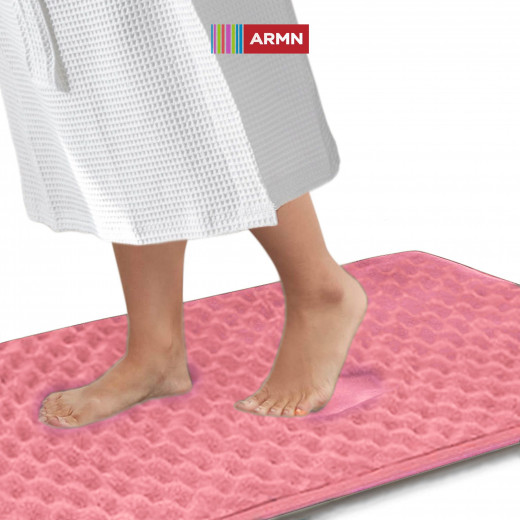 ARMN Clara Memory Foam Bath Rug, Pink Color, 70x120 Cm