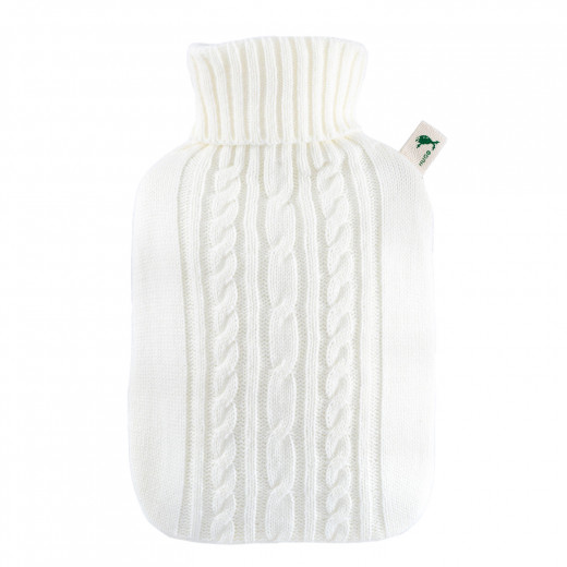Hugo Frosch Hot Water Bottle - White Knitted Cover