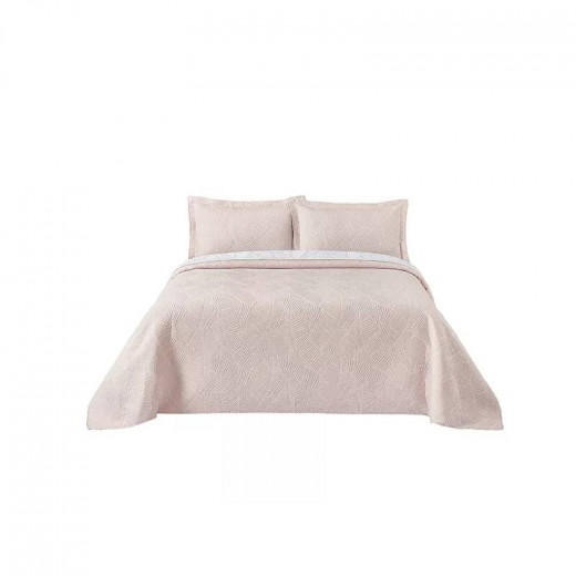 Nova Home Liana Jacquard Bed Spread Set, Poly Cotton, Pink Color, King Size