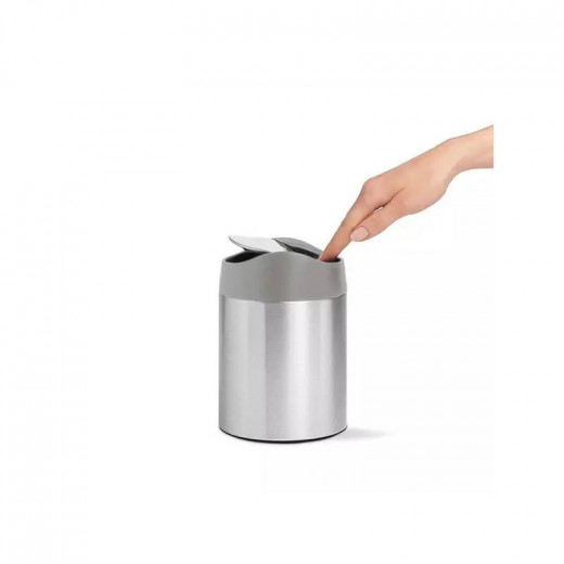 Simplehuman TableTop Trash Bin - Stainless Steel - Brushed With Grey Trim, 1.5 Liter