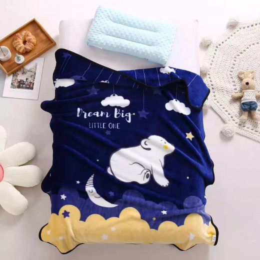 Baby Blanket, Bear Design, Navy Blue Color, 138 x 65 Cm