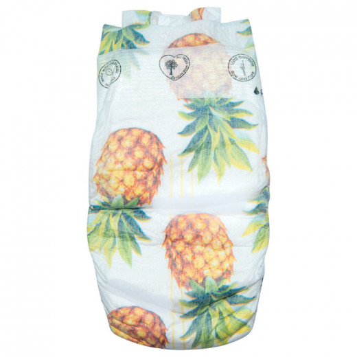 Pure Born Organic Nappies Single Pack, Pineapple Design, Size 2, 3-6 Kg, 32 Pieces