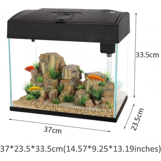 Aquarium Fish Tank Mini, Black Color, Size: 37 * 23.5 * 33.5 Cm, 20 Liter