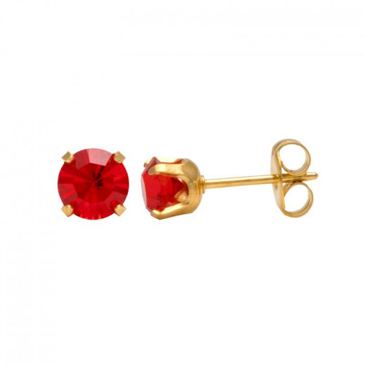 Studex Ruby 24K, Pure Gold Plated Ear Studs Ideal, For Every Day Wear, 5 Mm