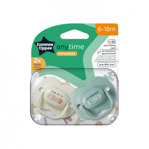 Tommee Tippee Anytime Soother, 6-18m, 2 Pieces