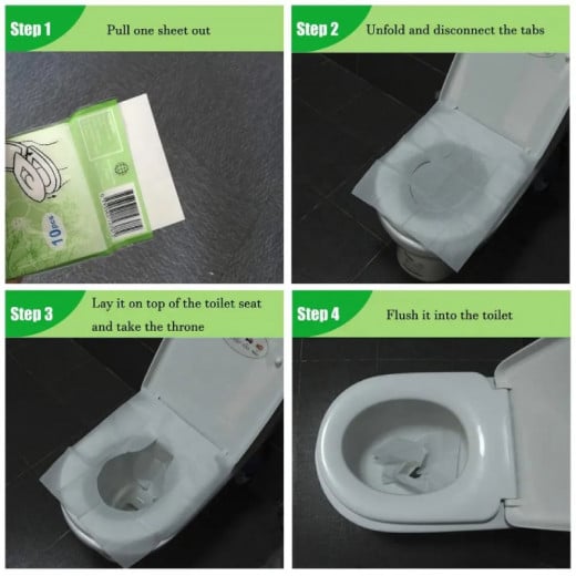 Travel Kit Toilet Seat Paper Cover, 10 Pieces
