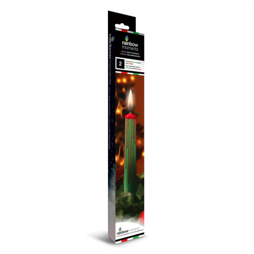 Rainbow Moments Christmas Candle, Green With Red Drip