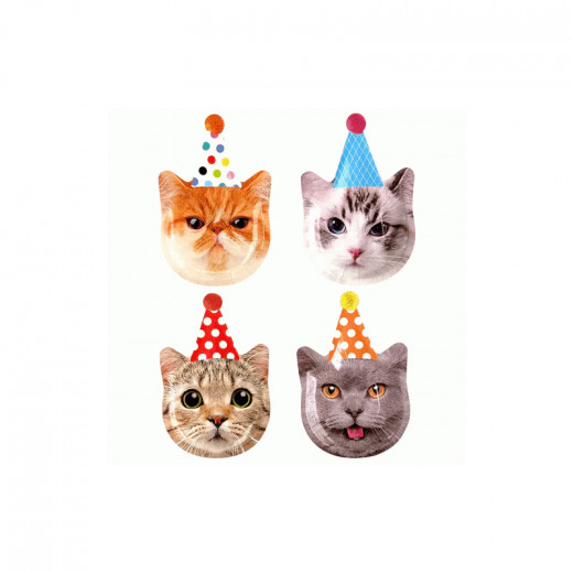 Rainbow Moments Party Cats Shaped Paper Plates, 8 Packs