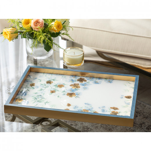 English Home Floret Glass Decorative Tray, 31*46Cm