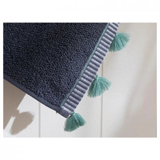 English Home Cotton Cotton Tassel Face Towel, Navy Blue Color, 50x70 Cm