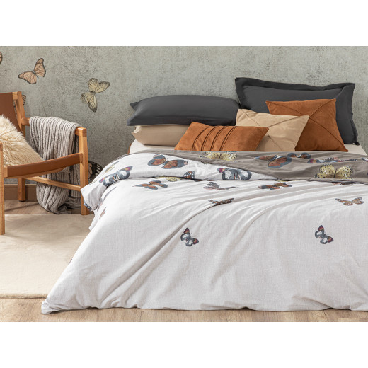 English Home Papilions Cotton Extra King Duvet Cover, Brown Color, Size 240*260Cm