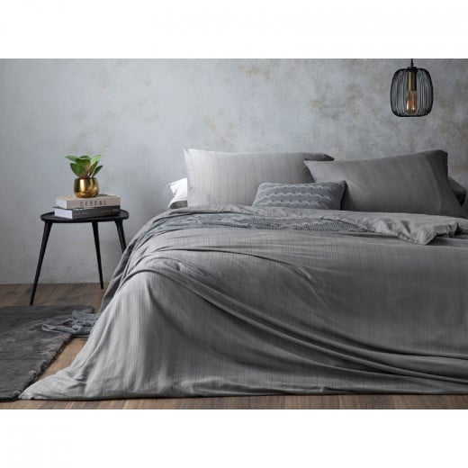 English Home Aurora Silky Touch Super King Size Duvet Cover Set, Grey Color, Size 220*260 Cm, 4 Pieces