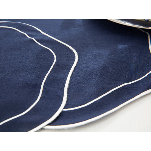 English Home Grace Polyester Placemat, 40 cm, Dark Blue, 2 Pieces