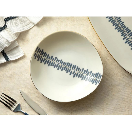 English Home Coastal Stripe Porcelain Deep Dinner Plate 20 Cm Blue-White