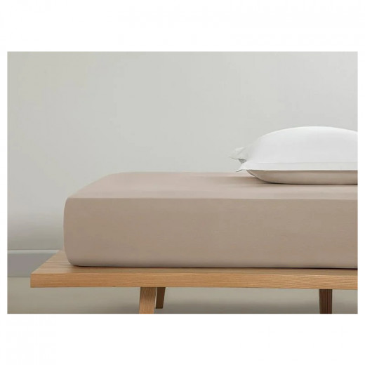 English Home Plain Cotton Double Size Bed Sheet, Beige Color,240*260 Cm