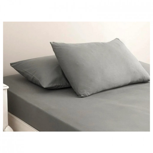 English Home Plain Cotton Double Size Bed Sheet, Grey Color,240*280 Cm