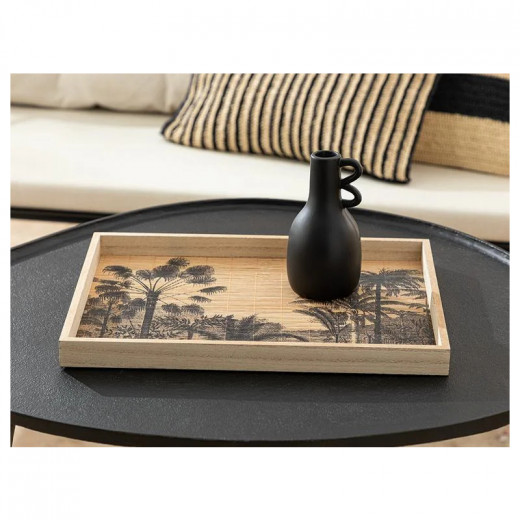 English Home Exotic Palm Bamboo Decorative Tray, Brown Color 40*30*5 Cm