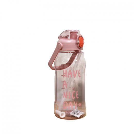 زجاجة ماء ، باللون الزهري شفاف 1500 مل