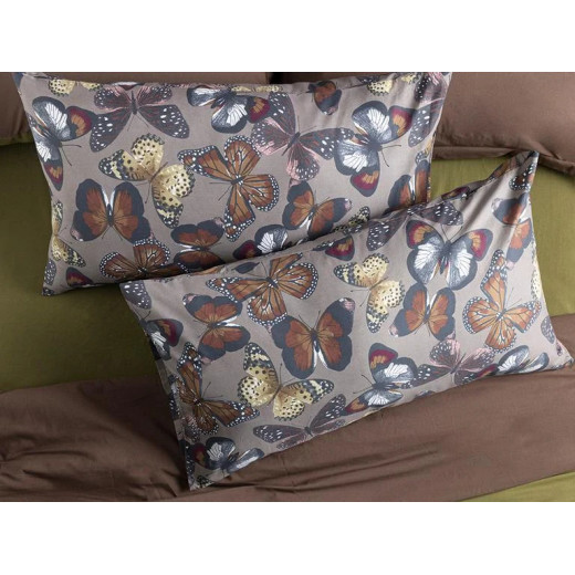English Home Papilions Cotton 2-Pack Pillowcase 50x90 Cm Brown