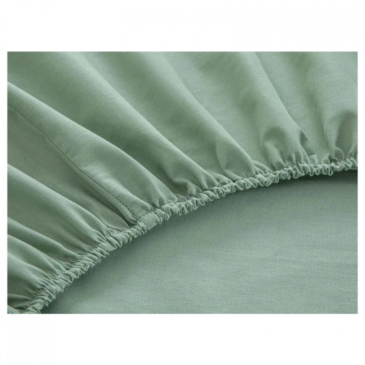 English Home Flat Cotton Double Elastic Fitted Sheet Set, Green Color, 160*200 Cm