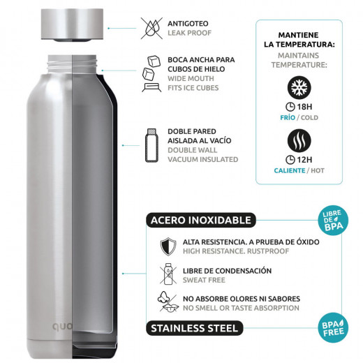 Quokka Stainless Steel Bottle With Strap, Black Color, 630 Ml