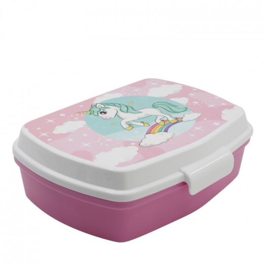 Stor Plastic Lunch Box, Unicorn Design
