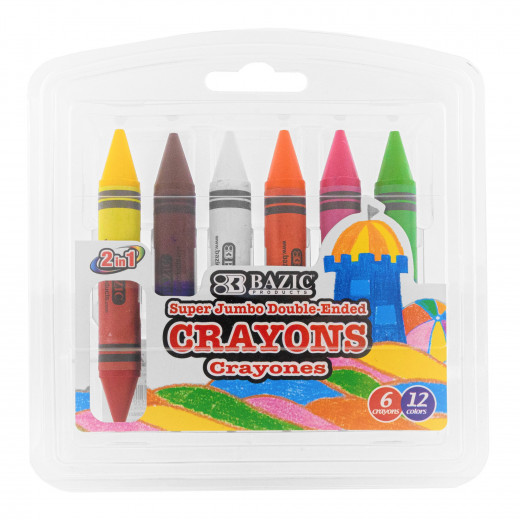 أقلام تلوين فاخرة مزدوجة الأطراف سوبر جامبو ، 12 لونًا من بيزك