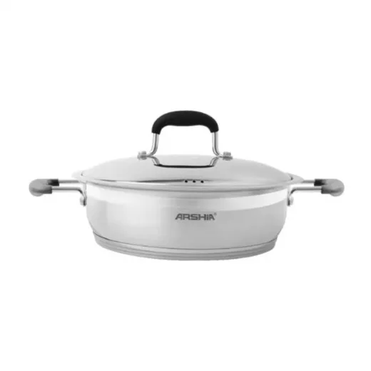 Arshia Stainless Steel Fry pan , 32cm , Double Handle , Never rusts