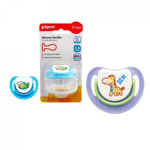 Pigeon Silicone Pacifier Step 3 - (Giraffe) + Silicone Pacifier Step 2 - (Airplane) For Free