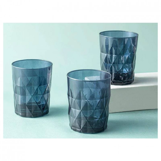 English Home Sofia Glass Soft Drink Glass, Navy Blue Color, 365 Ml, 3 Pieces