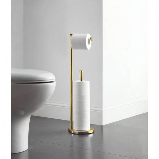 ARMN Delta Toilet Paper With Spare Holder Stand, Gold Color