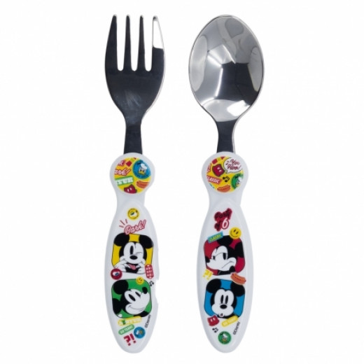 Stor Elliptical Metallic Cutlery Set Mickey Mouse Fun-tastic 2 Pieces