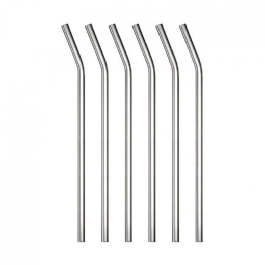 Berlinger Haus Stainless Steel Reusable Straw Set, Silver Color, 6 Pieces