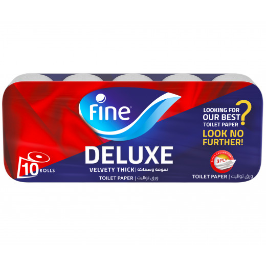 Fine Toilet Deluxe Tissues, 150 Sheets, 3 Ply, 10 Rolls