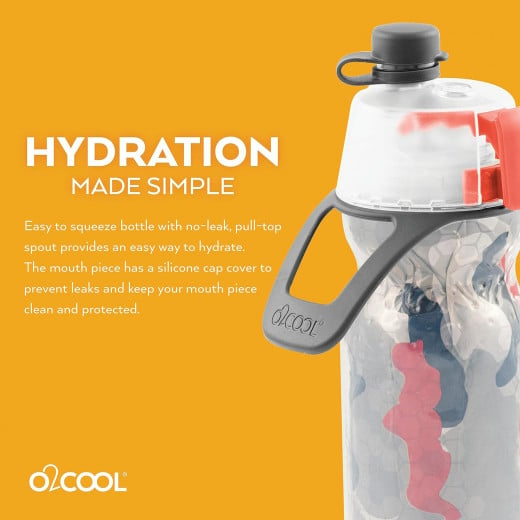 O2COOL Arctic Squeeze Insulated Water Bottle, Red Camo & Gray, 592 ml